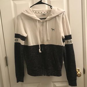 PINK Grey and white hoodie
